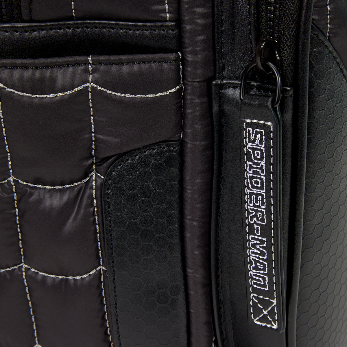 Spider-Man Black & White Suit Cosplay Quilted Full-Size Backpack - US 0716